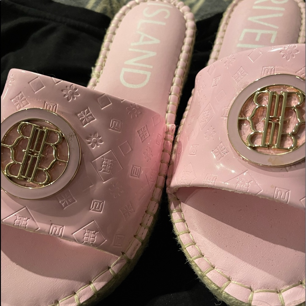 Pink patent River Island slide/espadrilles. Size 40 European 7 English and 9 US